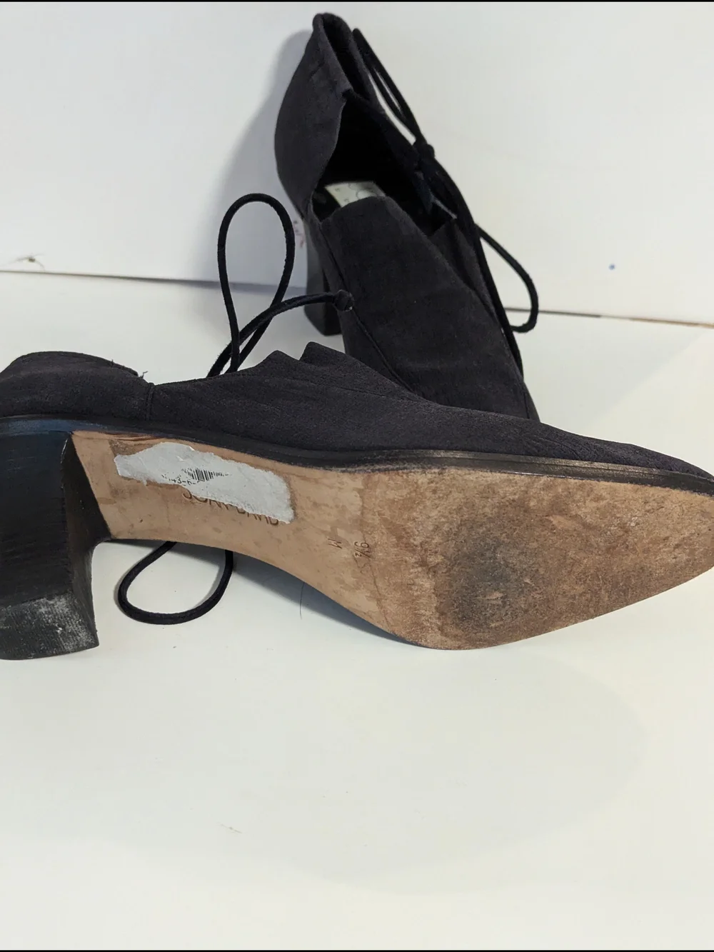 Joan & David Black Lace-Up Block Heel Pumps